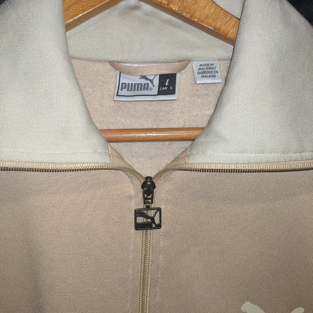 Puma Men’s Zip-Up Track Sweater in Cream and White - Picture 4 of 8